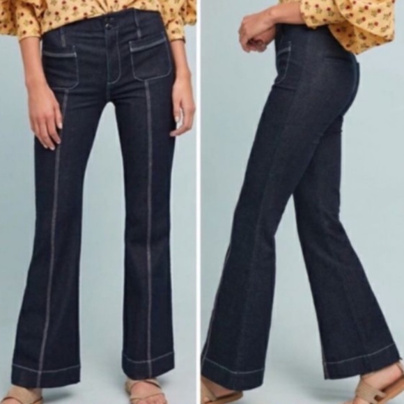 Anthropologie x Pilcro & The Letterpress Bell Bottom Jeans High Rise Flare Sz 25 - Picture 2 of 16